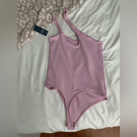 Abercrombie & Fitch Soft A&F Collection Pink Asymmetrical Bodysuit - Picture 6 of 7